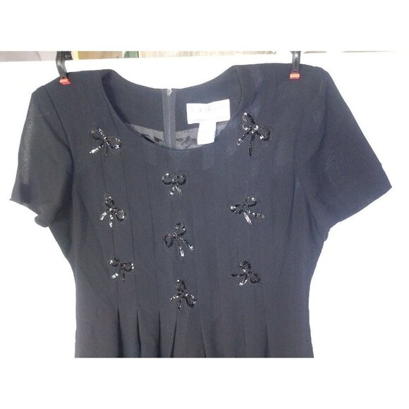90s VTG DRESS BLACK SEQUIN Halloween Costume Sz 10P JESSICA HOWARD Modest Pretty - Picture 2 of 9
